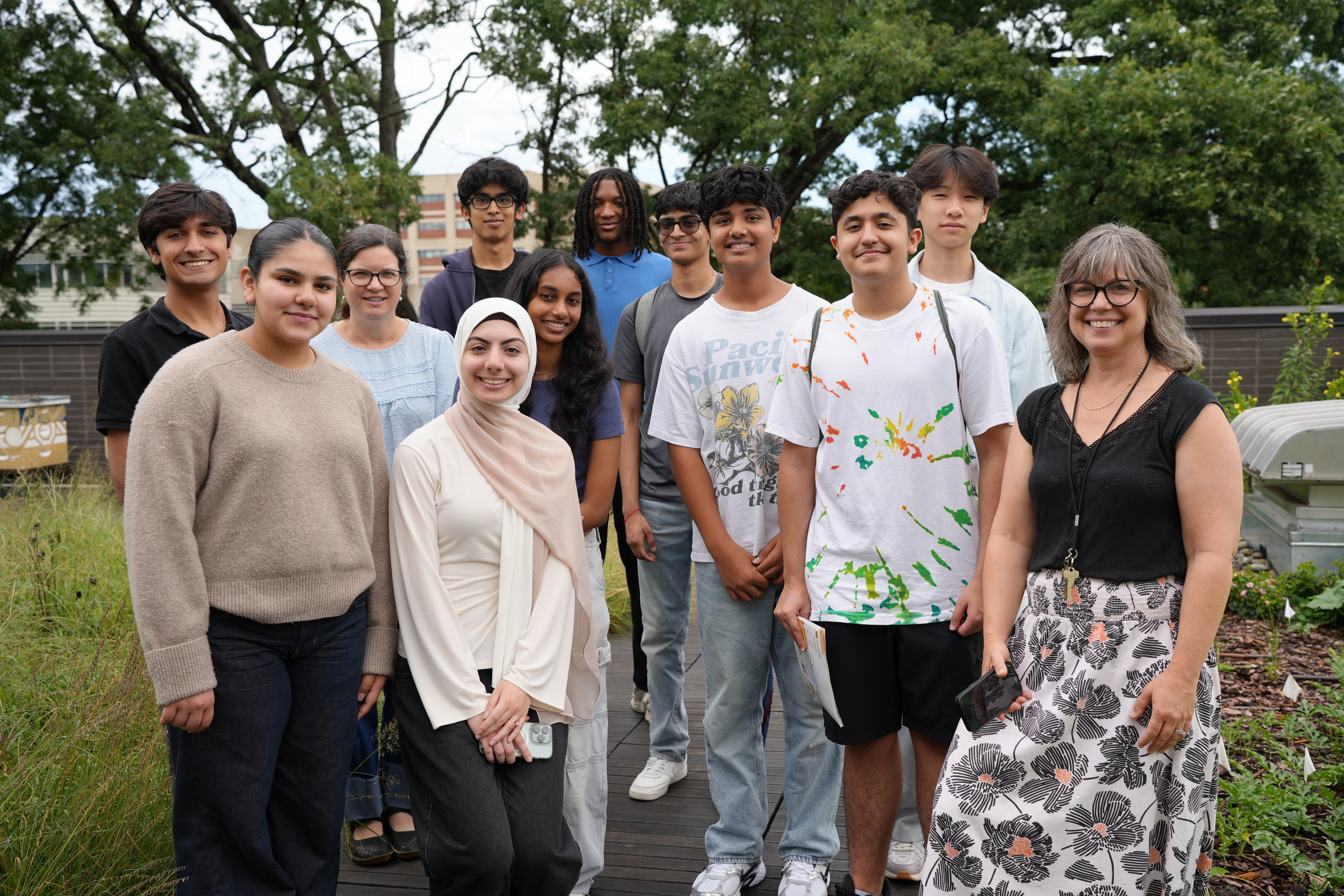 A group of people on the roof