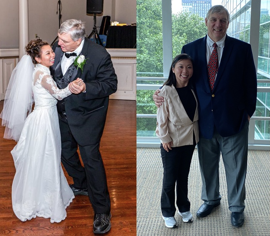 Father and daughter Willoughby at wedding and GT.