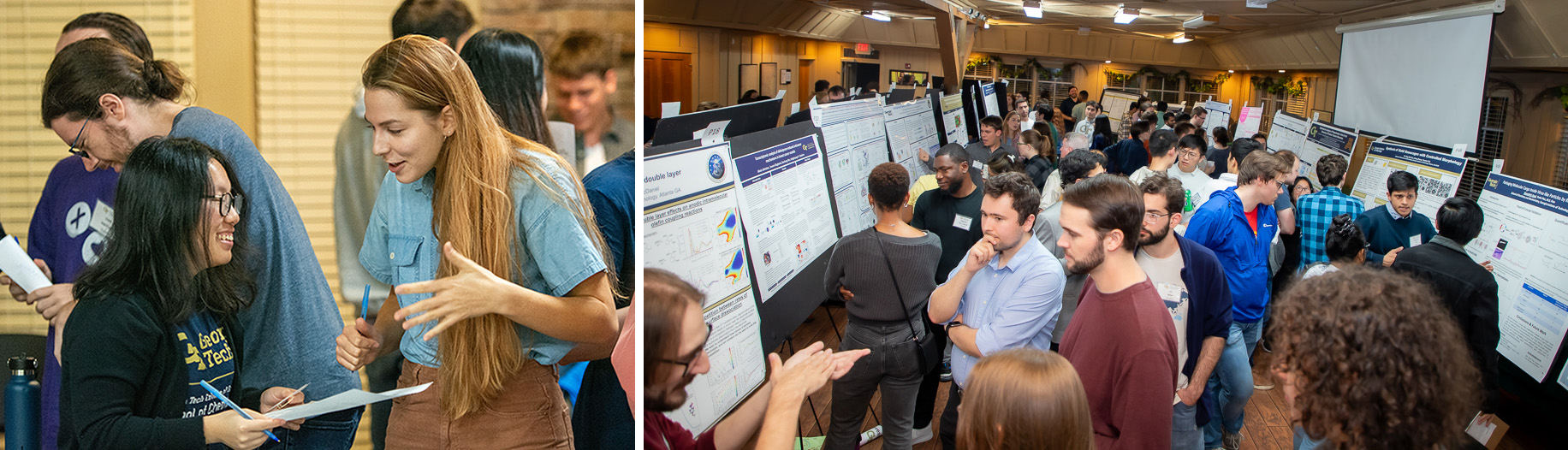 (left) “attendee bingo” – the traditional retreat kickoff activity; (right) evening poster session